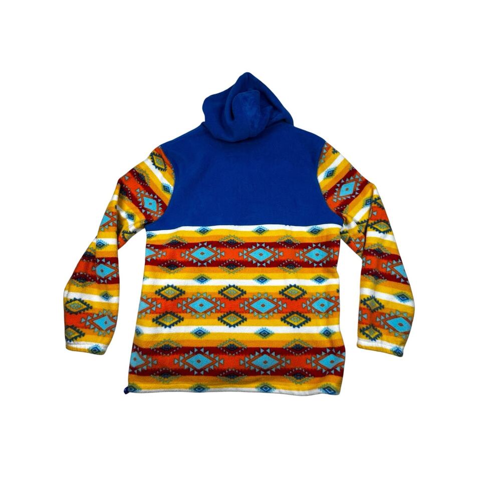 Massive Outdoor XL Aztec Southwestern Fleece Hooded Pullover Blue Multicolor - Picture 3 of 11